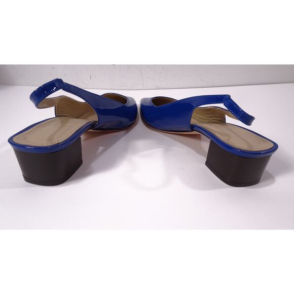 Theory Women's Block Heel Slingback in Patent Leather Sz 37 NIB 355 BLUE - Picture 9 of 9
